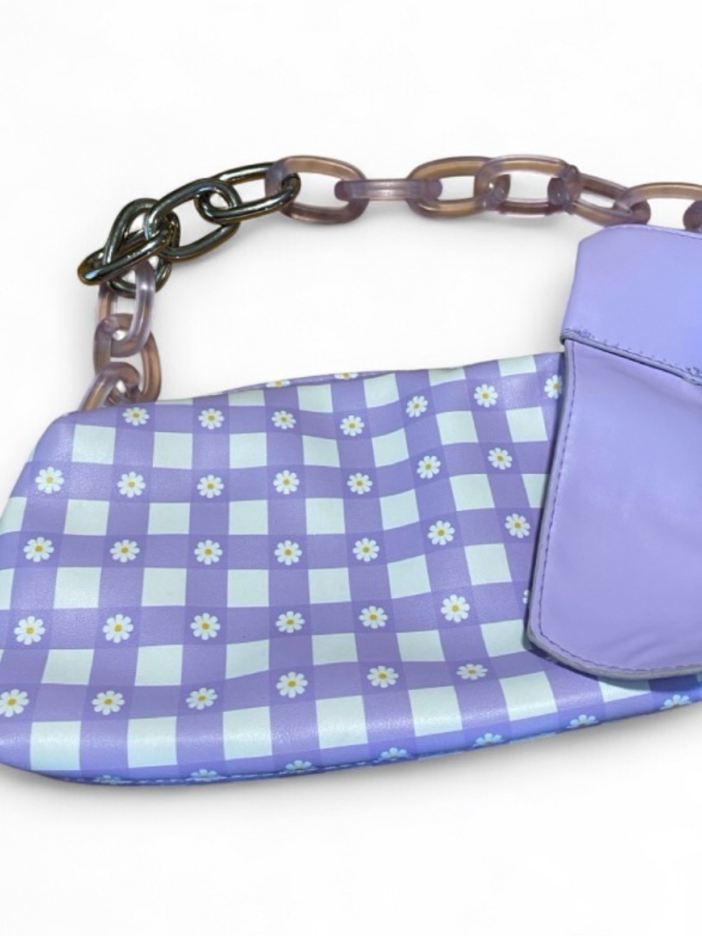 No Boundaries Lilac Check Daisy Shoulder Bag - Purple